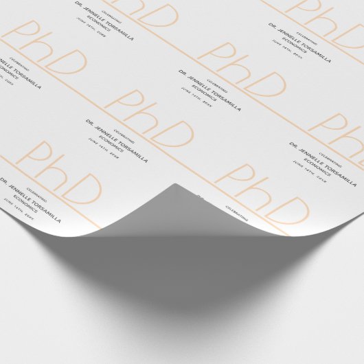 PhD-graad White Cream Grey Graduation Party Cadeaupapier (Hoek)