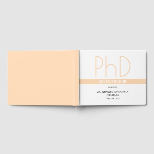 PhD-graad White Cream Grey Graduation Party Gastenboek (Volledig)