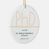 PhD-graad White Cream Grey Graduation Party Keramisch Ornament (Rechts)