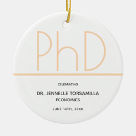 PhD-graad White Cream Grey Graduation Party Keramisch Ornament