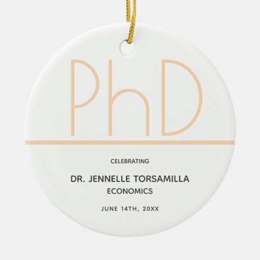 PhD-graad White Cream Grey Graduation Party Keramisch Ornament (Voorkant)