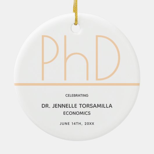 PhD-graad White Cream Grey Graduation Party Keramisch Ornament (Achterkant)