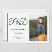 PhD-graad White Green Photo Script Aankondiging (Voorkant)