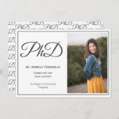 PhD-graad White Grey Script-Afstuderen Aankondiging (Voorkant / Achterkant)