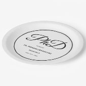 PhD graad Wit Zwart Graduation Party Papieren Bordje (Gekanteld)