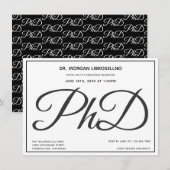 PhD graad Zwart Wit Afstudeerfeest Kaart (Voorkant / Achterkant)