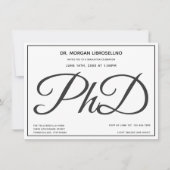 PhD graad Zwart Wit Afstudeerfeest Kaart (Voorkant)