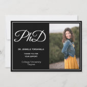 PhD-graad zwart, wit fotoscript Aankondiging (Voorkant)