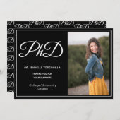 PhD-graad zwart, wit fotoscript Aankondiging (Voorkant / Achterkant)