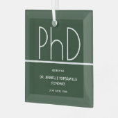 PhD graads Groen keepomwille Afstuderen Glas Ornament (Voorkant links)
