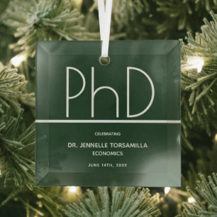 PhD graads Groen keepomwille Afstuderen Glas Ornament