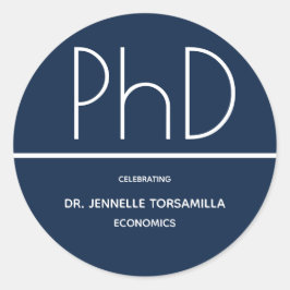 PhD gradatie Partij blauw Ronde Sticker