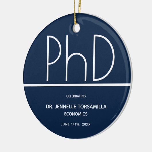 PhD gradatie Partij Blauwe Keepomwille Keramisch Ornament (Links)