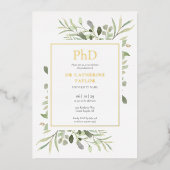 Phd Gradengras Elegant Greenery Foto Afstuderen Go Folie Uitnodiging (Voorkant)