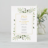 Phd Gradengras Elegant Greenery Foto Afstuderen Go Folie Uitnodiging (Staand Voorkant)