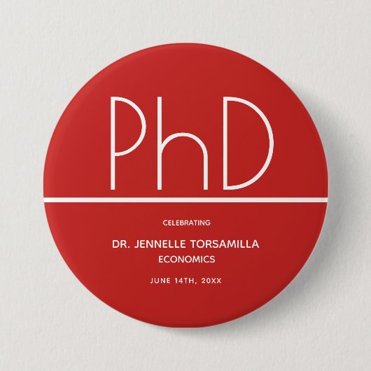 PhD gradenkeepslang Afstuderen Ronde Button 7,6 Cm (Voorkant)