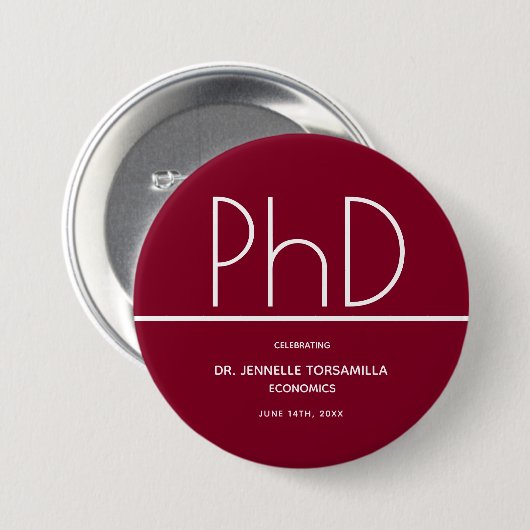 PhD gradenkeepslang Afstuderen Ronde Button 7,6 Cm (Voorkant /achterkant)