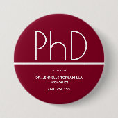 PhD gradenkeepslang Afstuderen Ronde Button 7,6 Cm (Voorkant)