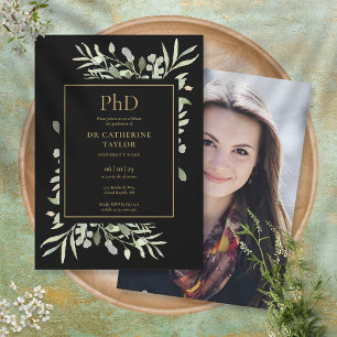 Phd-gradenzwart en Gold Foliage Photo-Afstuderen Kaart
