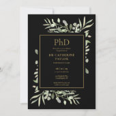 Phd-gradenzwart en Gold Foliage Photo-Afstuderen Kaart (Voorkant)