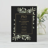 Phd-gradenzwart en Gold Foliage Photo-Afstuderen Kaart (Staand voorkant)