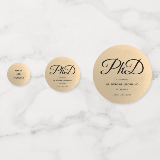 PhD Great Job Naam Goud Zwart Grijs Afstuderen Confetti (Voorkanten)