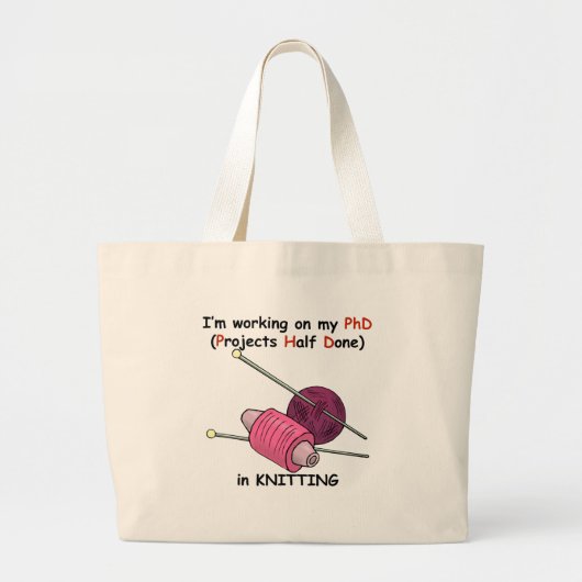 PhD in Knitting Grote Tote Bag (Voorkant)