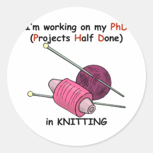 PhD in Knitting Ronde Sticker