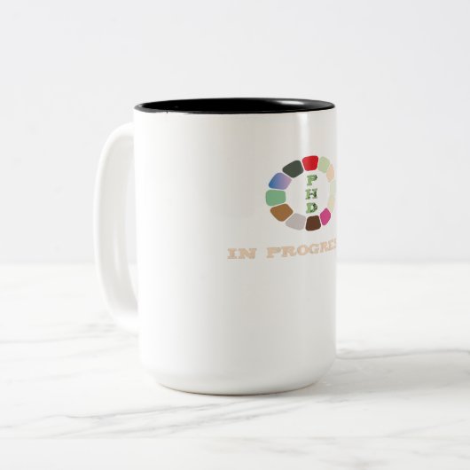 PhD in uitvoering Tweekleurige Koffiemok (Voorkant links)