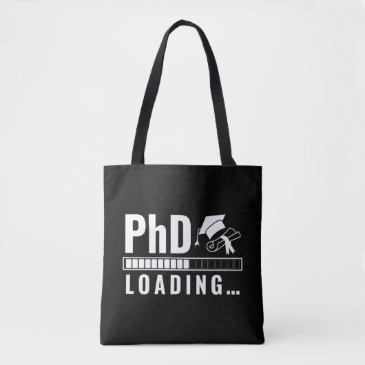 PhD laadbalk Afstuderen Student White Fun Script Tote Bag (Voorkant)