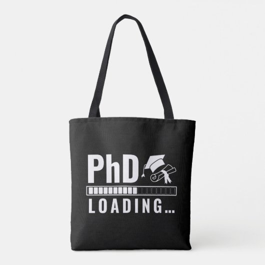 PhD laadbalk Afstuderen Student White Fun Script Tote Bag (Achterkant)