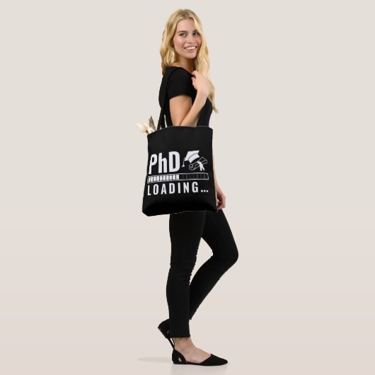 PhD laadbalk Afstuderen Student White Fun Script Tote Bag (Op model)