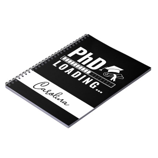 PhD laadbalk Afstuderen studentennaam wit zwart Notitieboek (Linkerzijde)