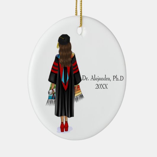 PhD Latina Afstuderen met aangepaste naam Keramisch Ornament (Rechts)