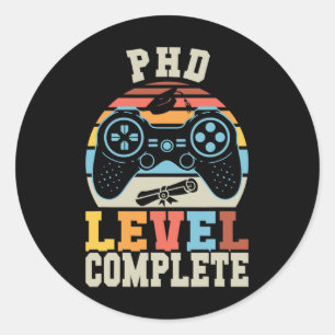 PhD Level Complete Retro Gamer Doctoraat Afstudere Ronde Sticker
