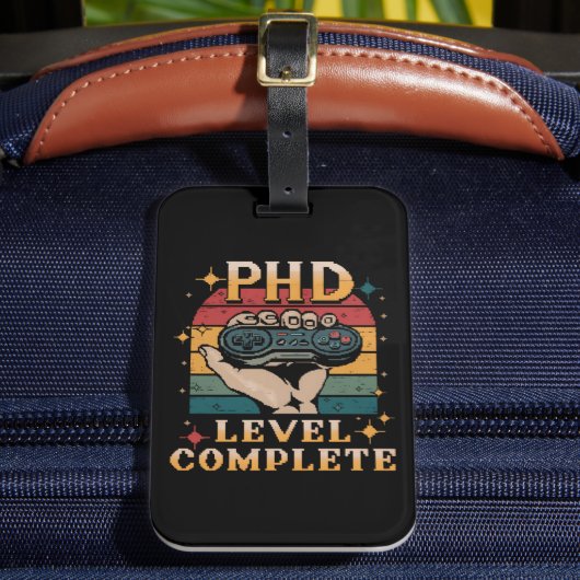 PhD-niveau Complete Afstuderen Doctorate Gaming Bagagelabel (Voorkant Insitu 2)