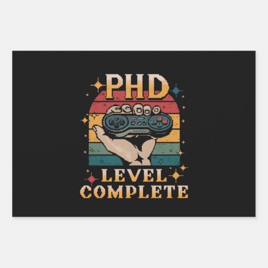 PhD-niveau Complete Afstuderen Doctorate Gaming Inpakpapier Vel (Voorkant)
