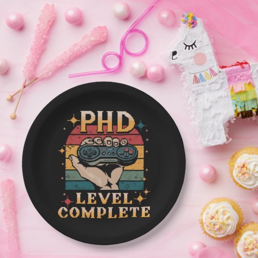 PhD-niveau Complete Afstuderen Doctorate Gaming Papieren Bordje (Feest)