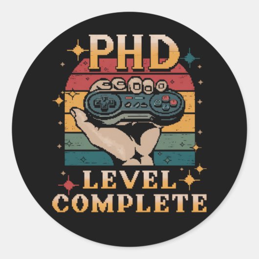 PhD-niveau Complete Afstuderen Doctorate Gaming Ronde Sticker (Voorkant)