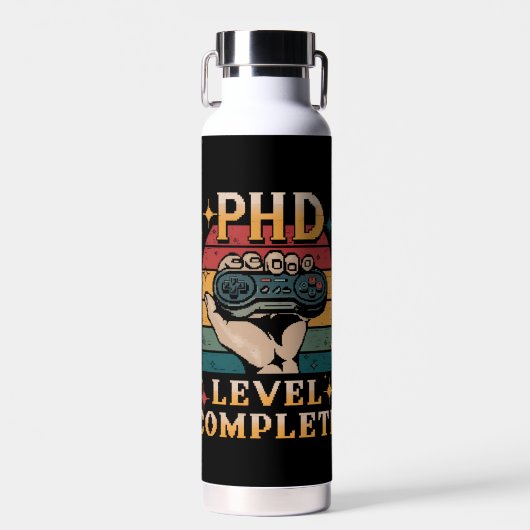 PhD-niveau Complete Afstuderen Doctorate Gaming Waterfles (Voorkant)