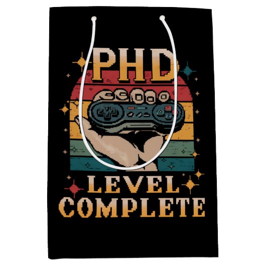 PhD-niveau Volledige Afstuderen Doctorale Gaming Medium Cadeauzakje (Voorkant)