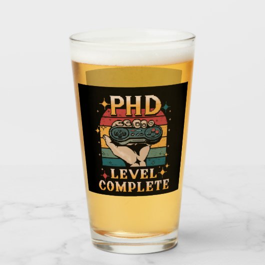 PhD-niveau voltooid afstuderen doctoraat gamen Glas (Voorkant gevuld)