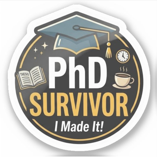 PhD Overlever Sticker (Voorkant)
