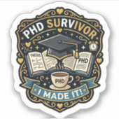 PhD Overlevingssticker Sticker (Voorkant)