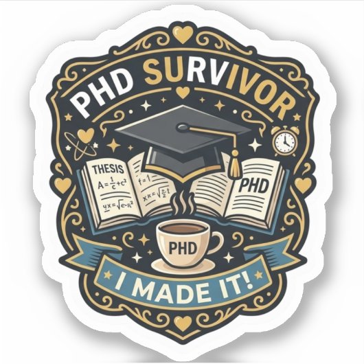 PhD Overlevingssticker Sticker (Voorkant)