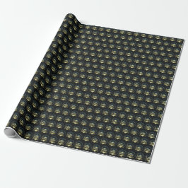 PhD pet Gold Black Pattern Doctoraat Cadeaupapier