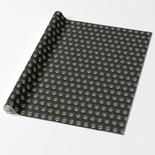 PhD pet Gold Black Pattern Doctoraat Cadeaupapier (Uitgerold)