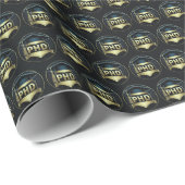 PhD pet Gold Black Pattern Doctoraat Cadeaupapier (Rol Hoek)