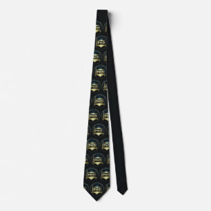 PhD pet Gold Black Pattern Doctoraat Stropdas