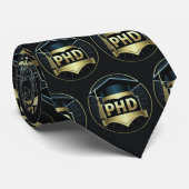 PhD pet Gold Black Pattern Doctoraat Stropdas (Opgerold)